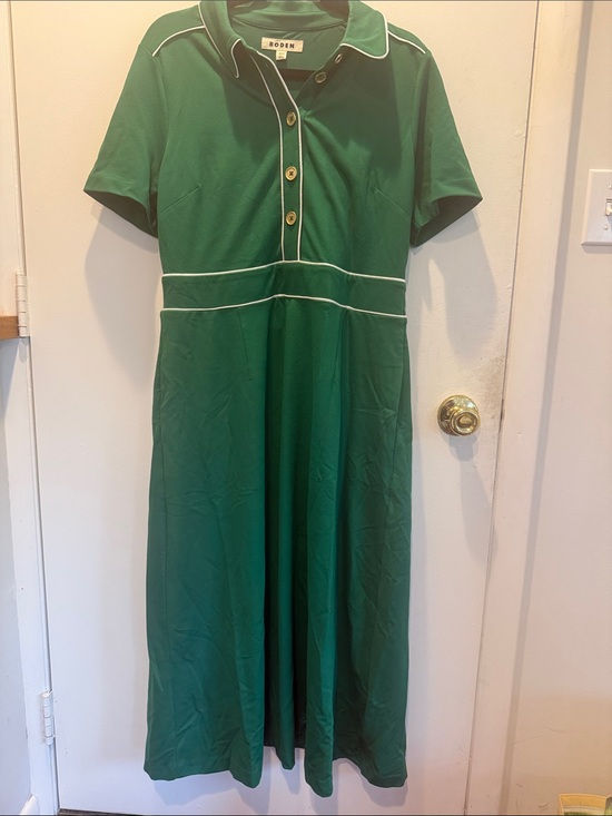 Boden Dresses & Skirts - Boden Green Midi Polo Dress with White Piping